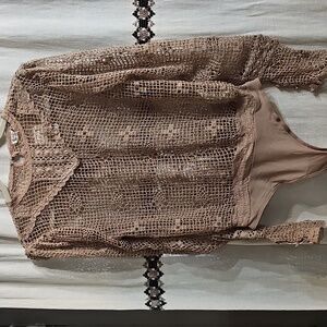 Elegant Tan Lace Women's Top